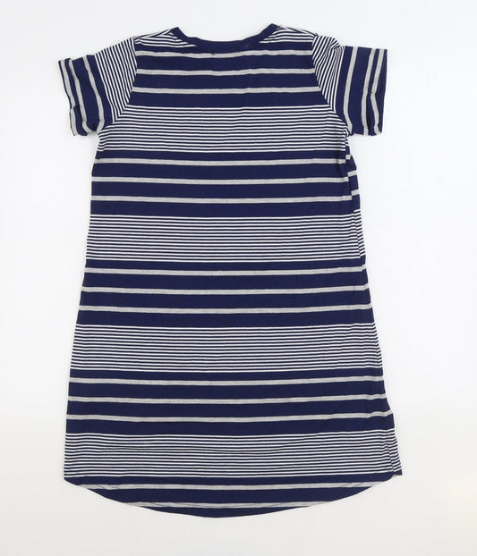 Cotton On Womens Blue Striped Cotton T-Shirt Dress Size XS Round Neck Pullover
