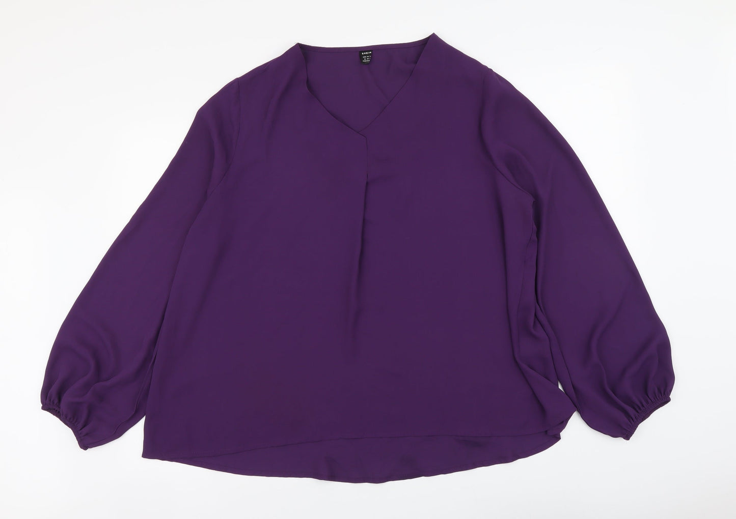 SheIn Womens Purple Polyester Basic Blouse Size XL V-Neck