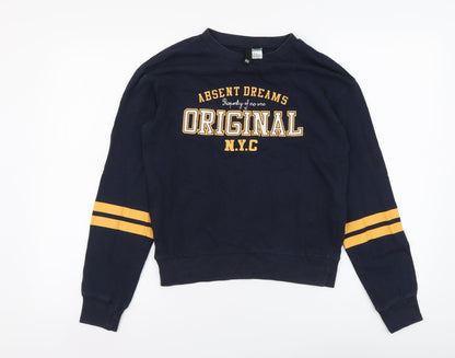 H&M Womens Blue Cotton Pullover Sweatshirt Size XS Pullover