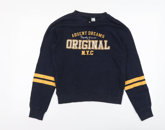 H&M Womens Blue Cotton Pullover Sweatshirt Size XS Pullover