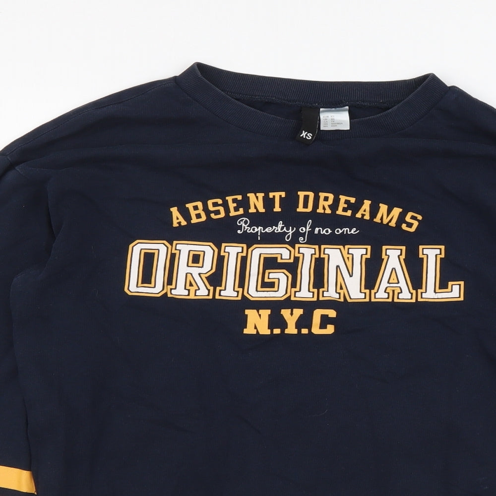 H&M Womens Blue Cotton Pullover Sweatshirt Size XS Pullover