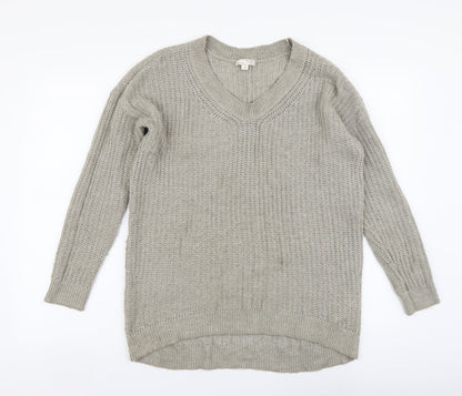 Gap Womens Beige V-Neck Cotton Pullover Jumper Size S