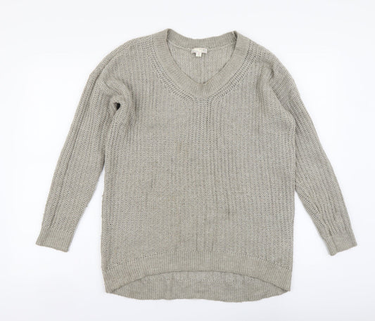 Gap Womens Beige V-Neck Cotton Pullover Jumper Size S