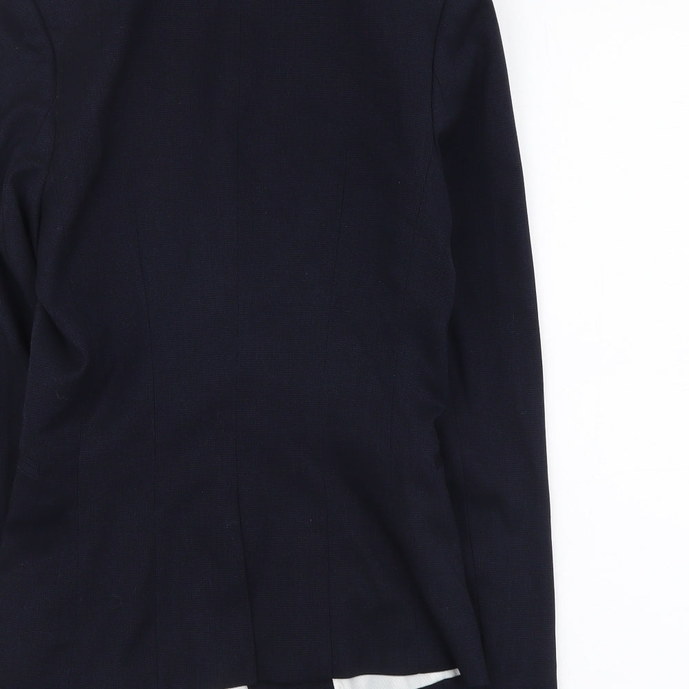 H&M Womens Blue Polyester Jacket Suit Jacket Size 4