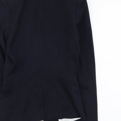 H&M Womens Blue Polyester Jacket Suit Jacket Size 4