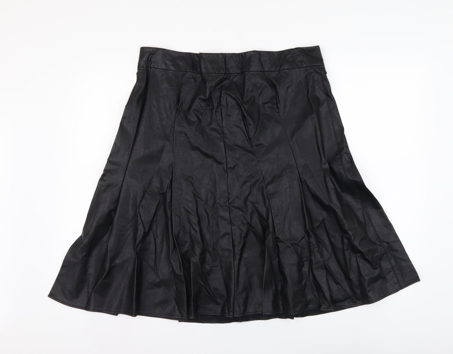 Marks and Spencer Womens Black Polyester A-Line Skirt Size L Zip