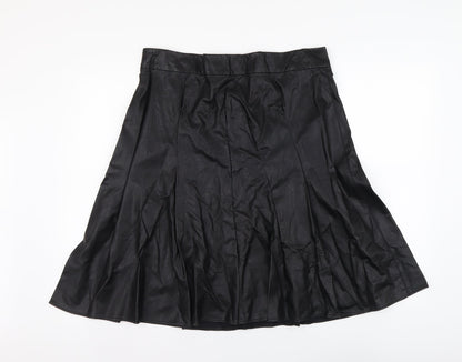 Marks and Spencer Womens Black Polyester A-Line Skirt Size L Zip