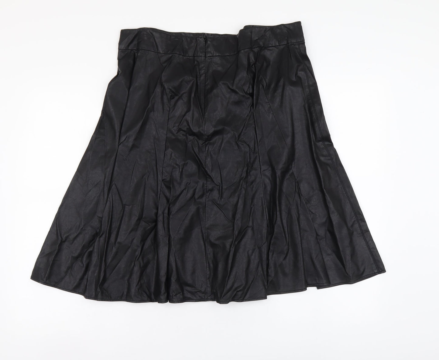 Marks and Spencer Womens Black Polyester A-Line Skirt Size L Zip