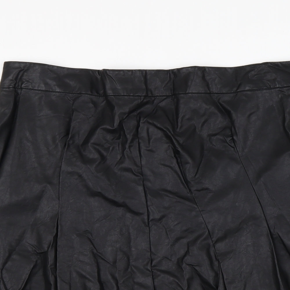 Marks and Spencer Womens Black Polyester A-Line Skirt Size L Zip