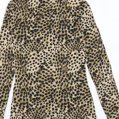 Womens UK Size XS H&M Brown Basic Button-Up