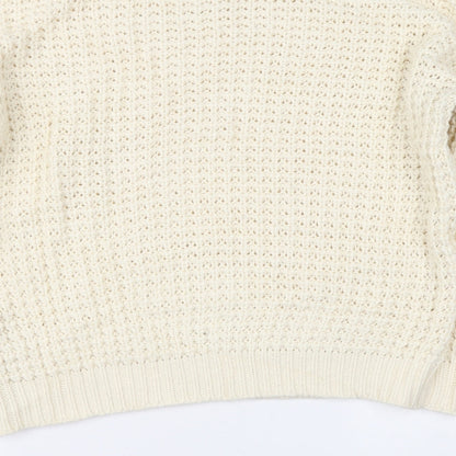 VILA Womens Beige Round Neck Acrylic Pullover Jumper Size M