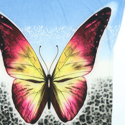 Nutshell Womens Multicoloured Animal Print Polyester Basic T-Shirt Size L Round Neck - Butterfly