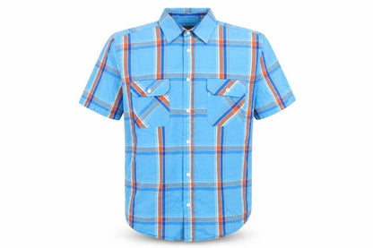 Mens UK Size L Atlas for Men Blue  Button-Up Short Sleeve Casual Shirt