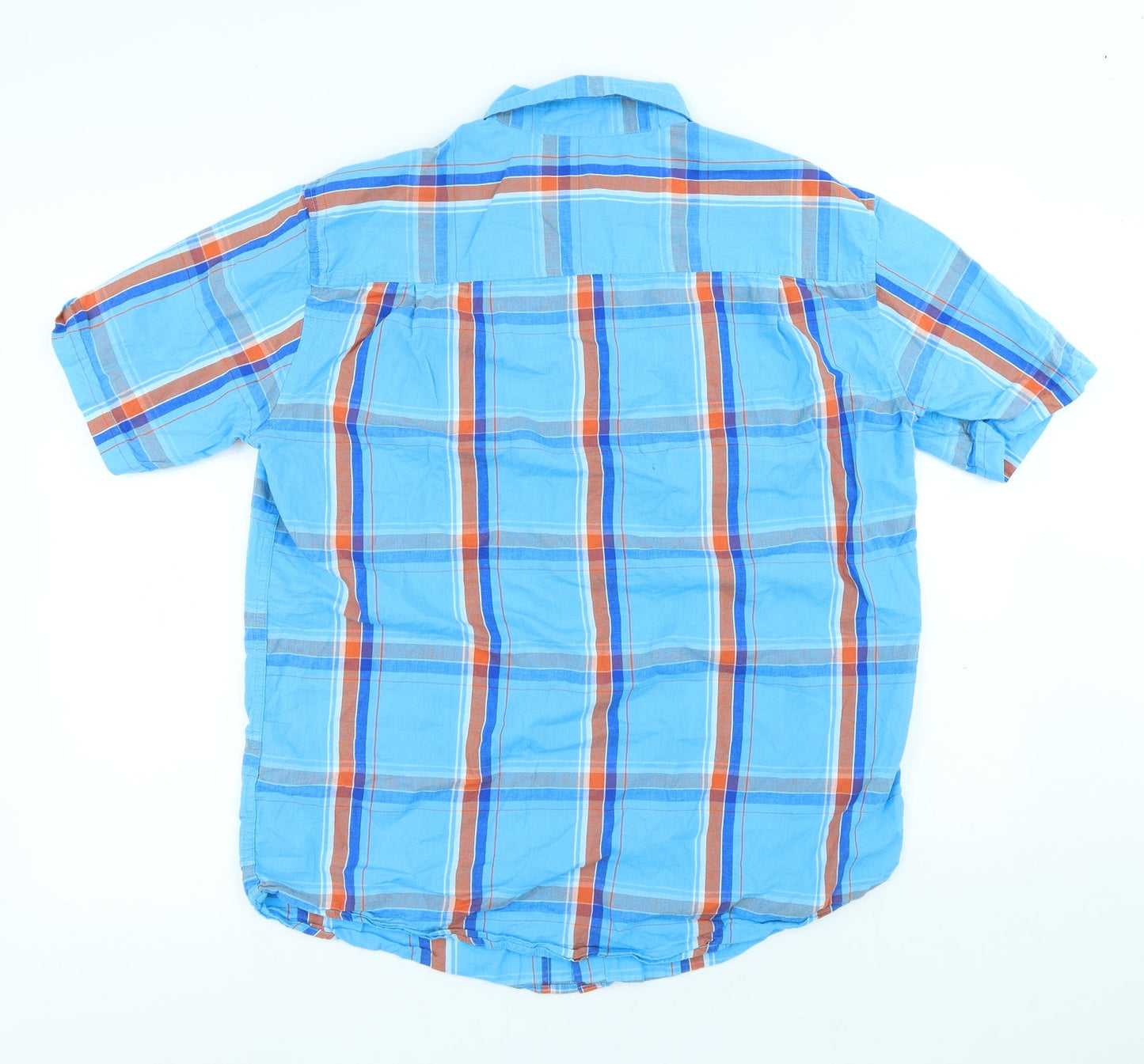 Mens UK Size L Atlas for Men Blue  Button-Up Short Sleeve Casual Shirt