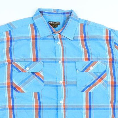 Mens UK Size L Atlas for Men Blue  Button-Up Short Sleeve Casual Shirt
