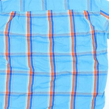 Mens UK Size L Atlas for Men Blue  Button-Up Short Sleeve Casual Shirt