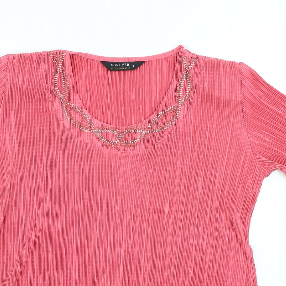 Womens UK Size M Forever Pink Basic T-Shirt