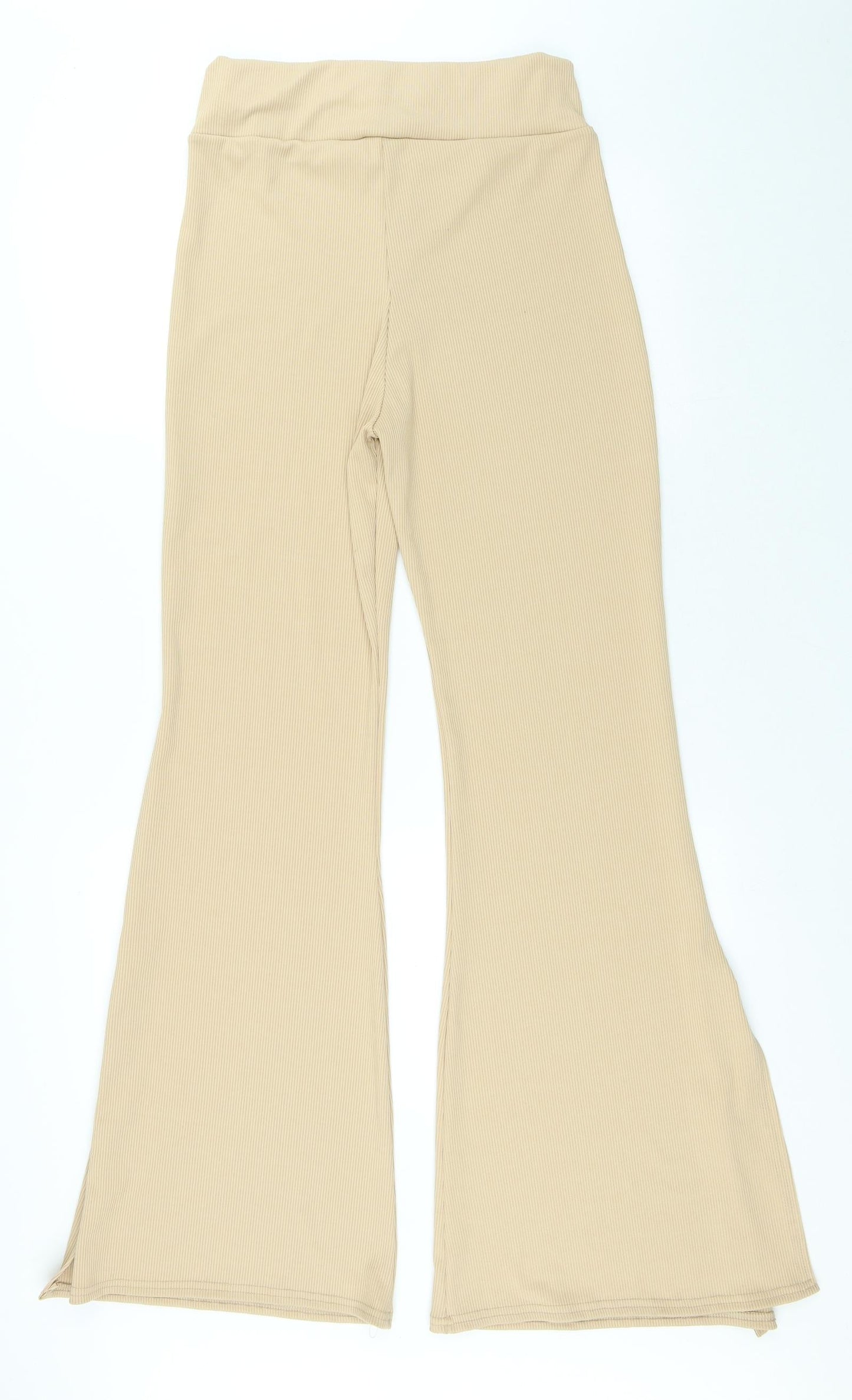 T.F.L Womens Beige Polyester Trousers Size 14 L33 in Regular