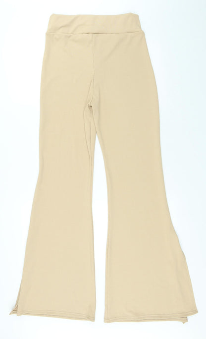 T.F.L Womens Beige Polyester Trousers Size 14 L33 in Regular