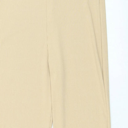T.F.L Womens Beige Polyester Trousers Size 14 L33 in Regular