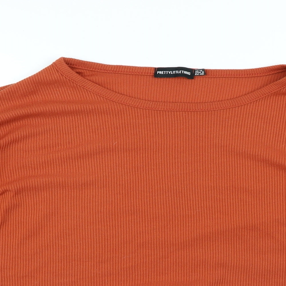 Womens UK Size 12 PRETTYLITTLETHING Orange Basic T-Shirt