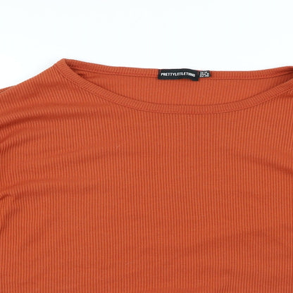 Womens UK Size 12 PRETTYLITTLETHING Orange Basic T-Shirt