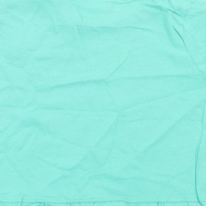 F&F Girls Green Cotton Basic T-Shirt Size 3-6 Months Crew Neck Button - Heart