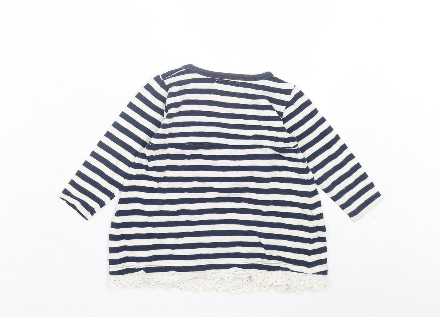 Dunnes Stores Girls Blue Striped Cotton A-Line Size 12-18 Months Crew Neck Pullover