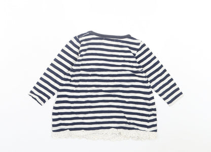 Dunnes Stores Girls Blue Striped Cotton A-Line Size 12-18 Months Crew Neck Pullover