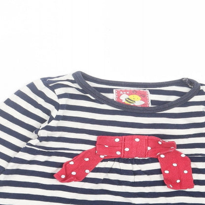 Dunnes Stores Girls Blue Striped Cotton A-Line Size 12-18 Months Crew Neck Pullover