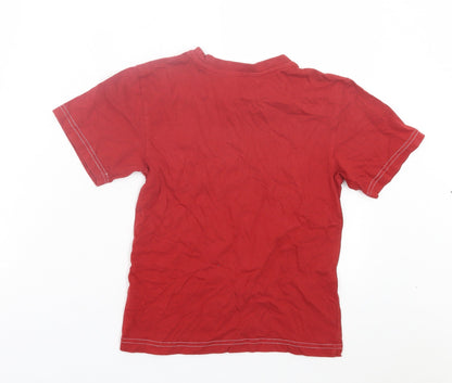 Primark Boys Red Cotton Basic T-Shirt Size 6-7 Years Crew Neck Pullover - Hazardous