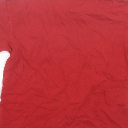 Primark Boys Red Cotton Basic T-Shirt Size 6-7 Years Crew Neck Pullover - Hazardous