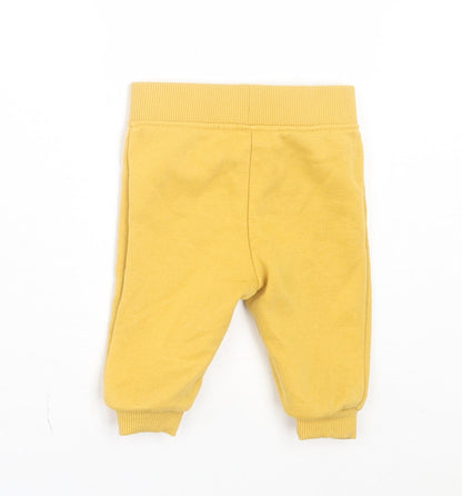 Primark Boys Yellow Cotton Jogger Trousers Size 3-6 Months Drawstring