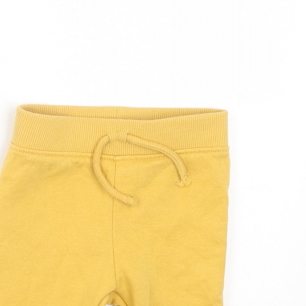 Primark Boys Yellow Cotton Jogger Trousers Size 3-6 Months Drawstring