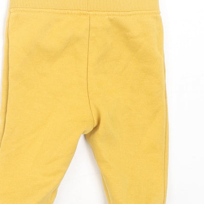 Primark Boys Yellow Cotton Jogger Trousers Size 3-6 Months Drawstring