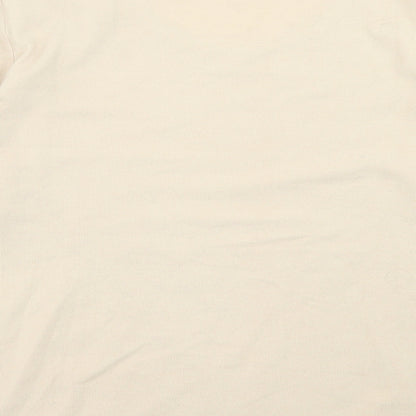 FANGHUA Womens Beige Crew Neck Floral Cotton Pullover Jumper Size 2XL