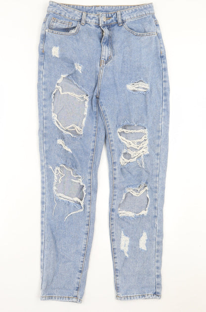 SheIn Womens Blue Cotton Straight Jeans Size M L28 in Regular Button