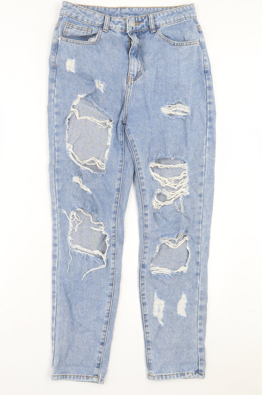 SheIn Womens Blue Cotton Straight Jeans Size M L28 in Regular Button