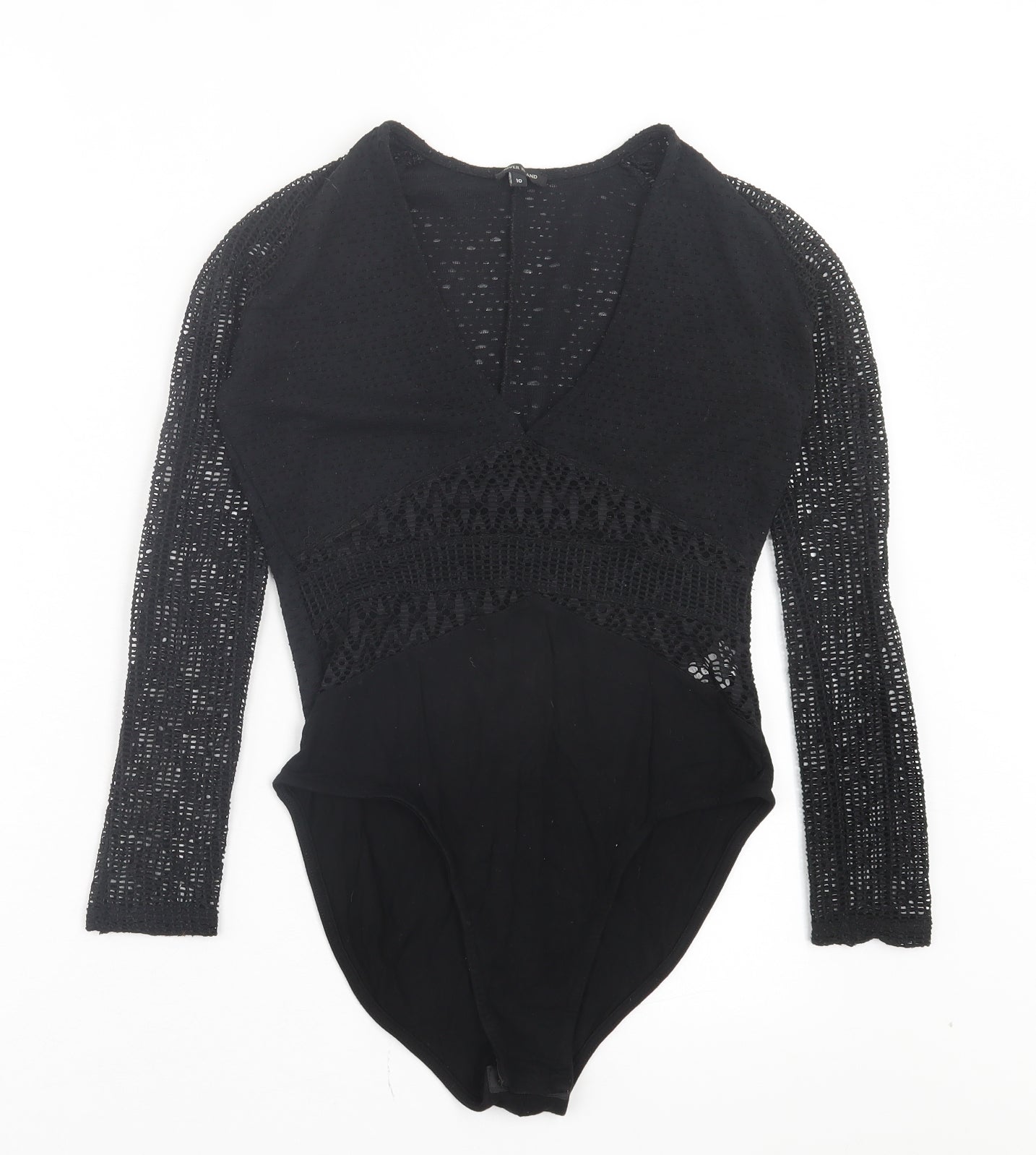 River Island Womens Black Polyester Bodysuit One-Piece Size 10 Snap