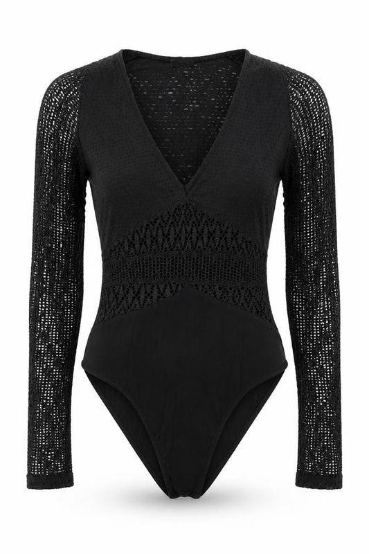 Womens UK Size 10 River Island One-Piece Black Bodysuit