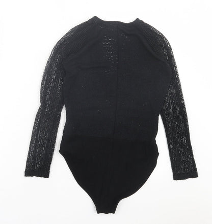 River Island Womens Black Polyester Bodysuit One-Piece Size 10 Snap