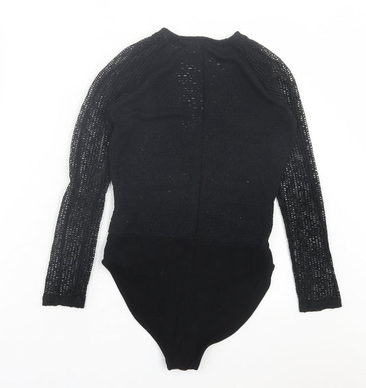 River Island Womens Black Polyester Bodysuit One-Piece Size 10 Snap