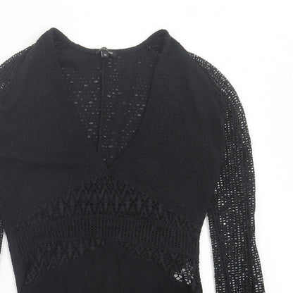 River Island Womens Black Polyester Bodysuit One-Piece Size 10 Snap