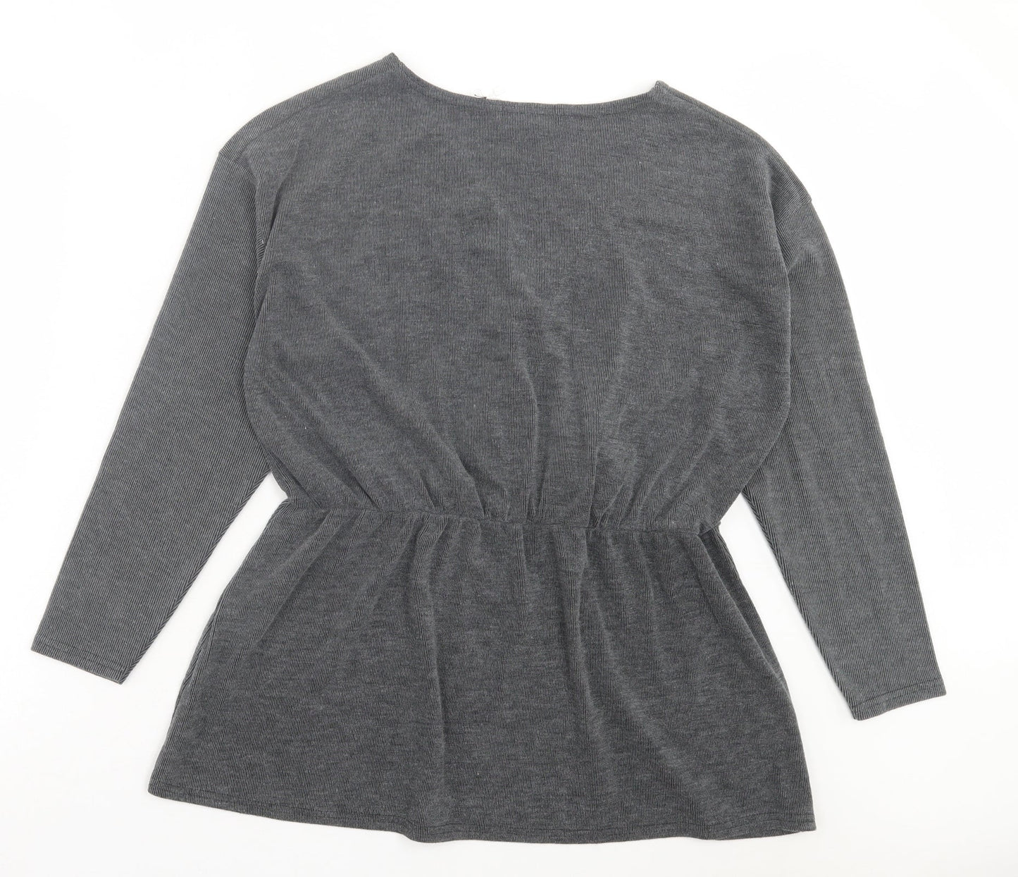 I SAW IT FIRST Womens Grey Polyester Basic Blouse Size 14 V-Neck