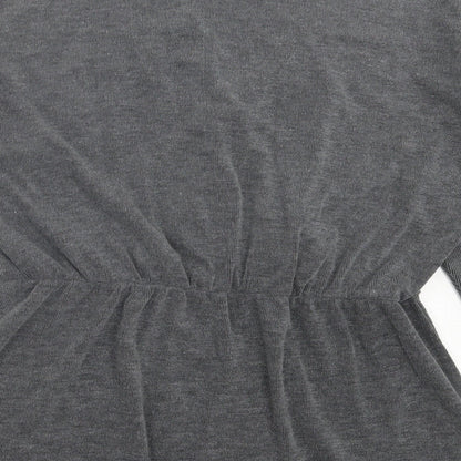 I SAW IT FIRST Womens Grey Polyester Basic Blouse Size 14 V-Neck