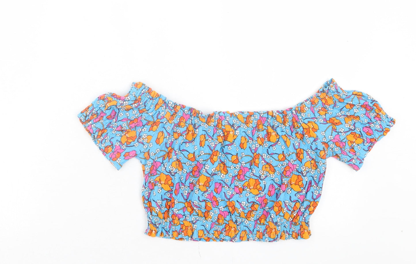 Womens UK Size 10 Topshop Blue Cropped T-Shirt
