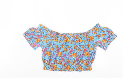 Womens UK Size 10 Topshop Blue Cropped T-Shirt