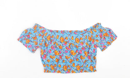 Womens UK Size 10 Topshop Blue Cropped T-Shirt