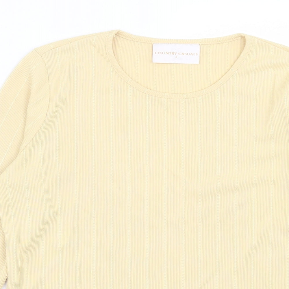 Womens UK Size 8 Country Casuals Yellow Basic T-Shirt