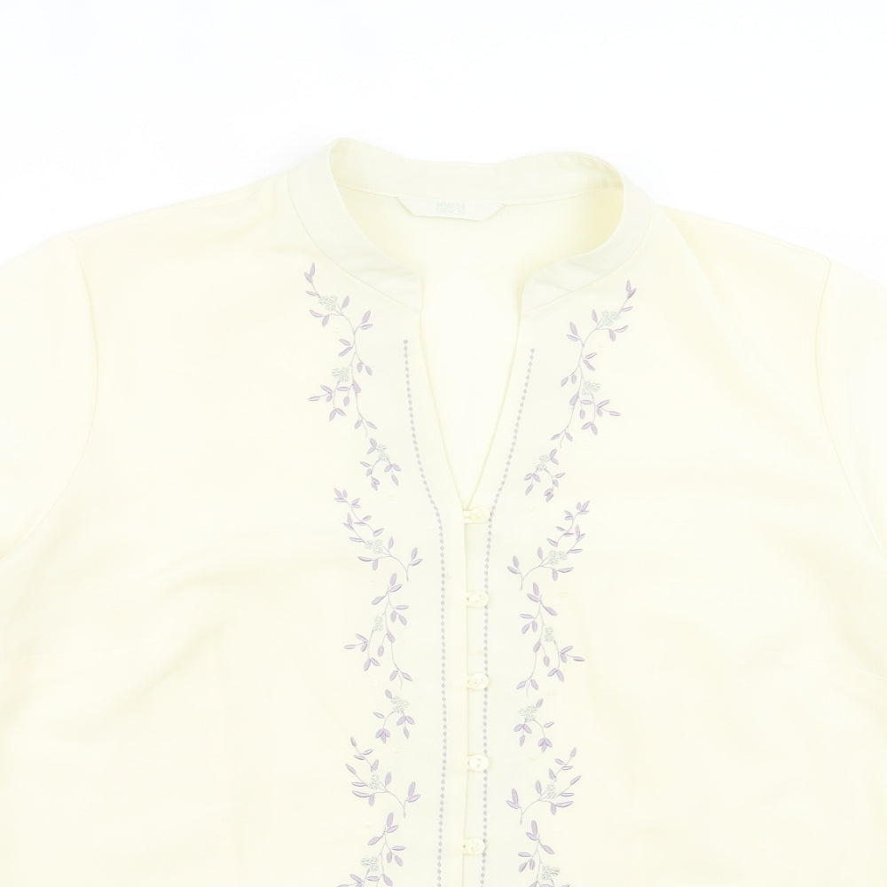 Womens UK Size 16 Marks and Spencer Ivory Basic Button-Up